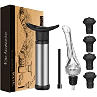 VESSTT Bomba de Vino Vacío Wine Saver Bomba Food Grade Vino Plug Establece Acero Inoxidable Wine Saver Preservador de la…